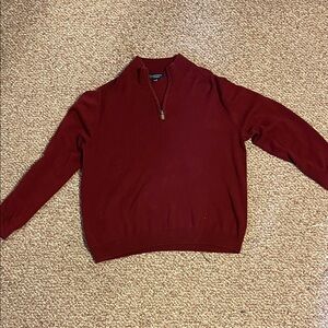 Roundtree & Yorke Men's Burgundy Zip-Up Sweater